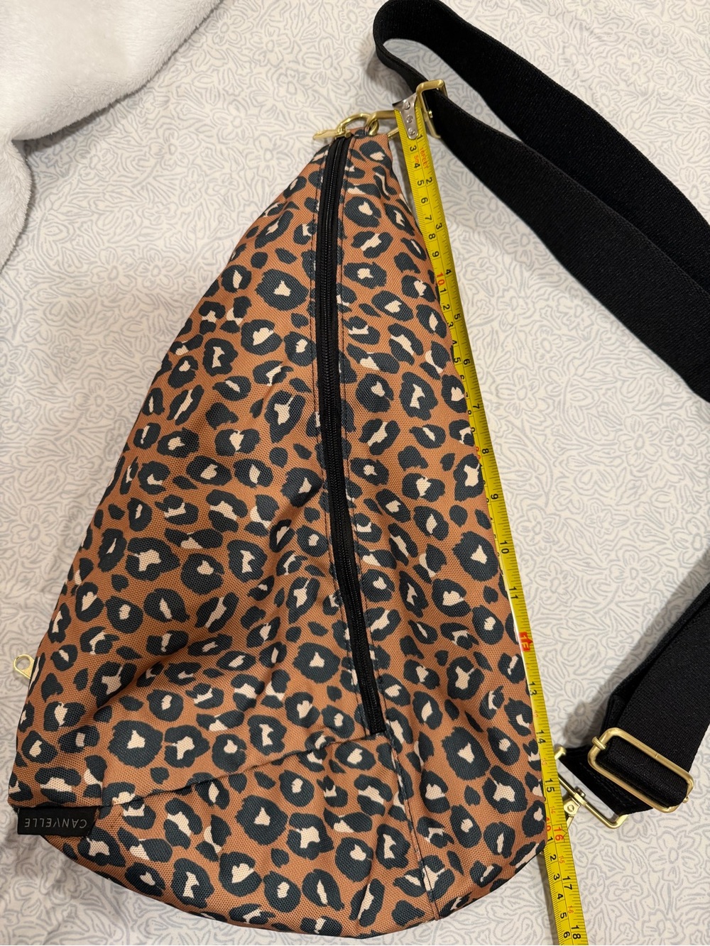 Canvelle Contour Leopard Print Sling Bag - Brown - Picture 5 of 6